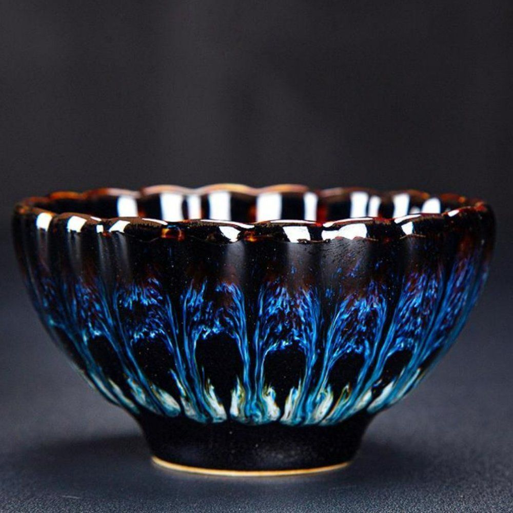 Golden Peacock Glazed Gradient Tea Cup - Picture 3 of 10